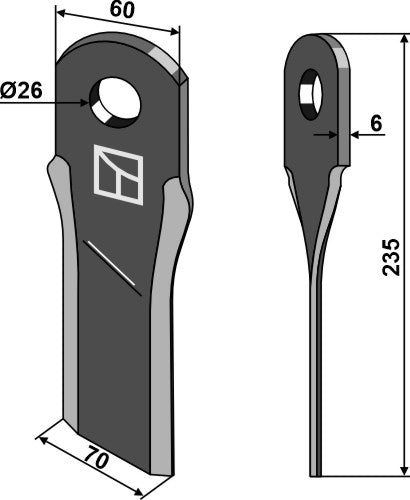 Twisted blade 225x60mm