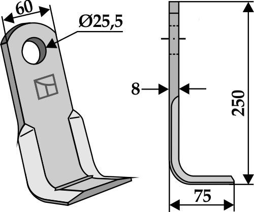 L-blade 250x60mm