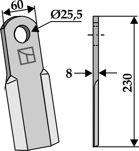 Straight blade 230x60mm