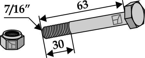 bolt with self-locking nut - 7/16''UNF