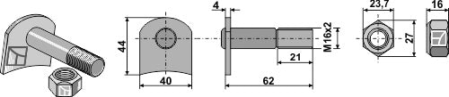 Blade bolt with self-locking nut-pressed