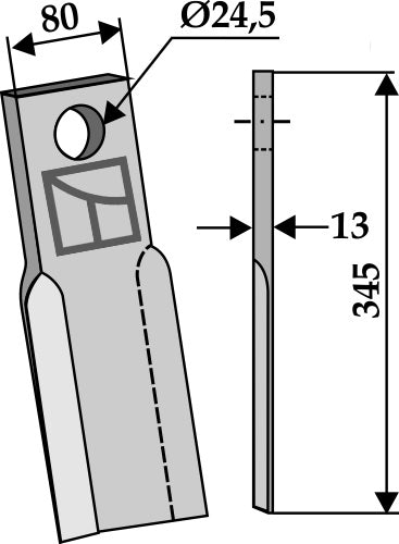 Straight blade 345x80mm