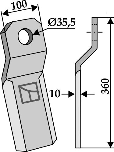 Comminution blade 360x100mm