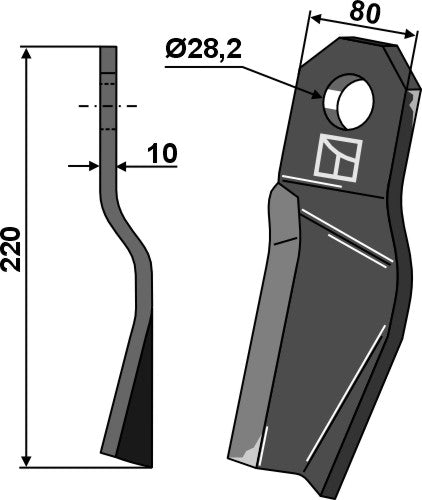 Comminution blade 220x80mm, right model