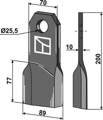 Comminution blade 200x70mm, left model