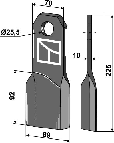 Comminution blade 225x70mm, left model
