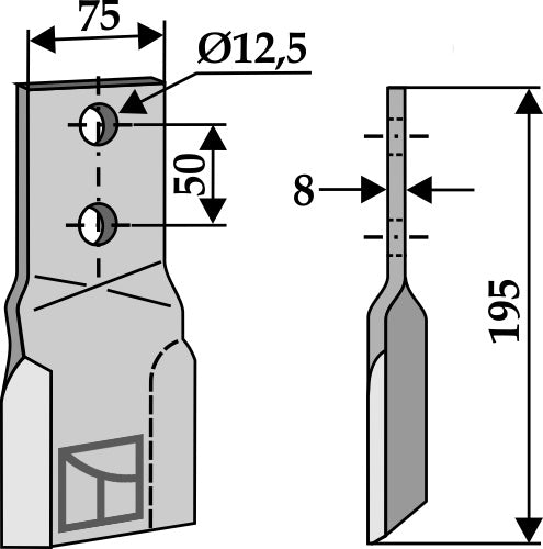 Flail 195x75mm, right