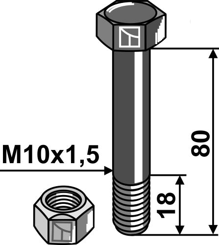 Hexagon Bolt M10x1,5x80 with self-locking nut