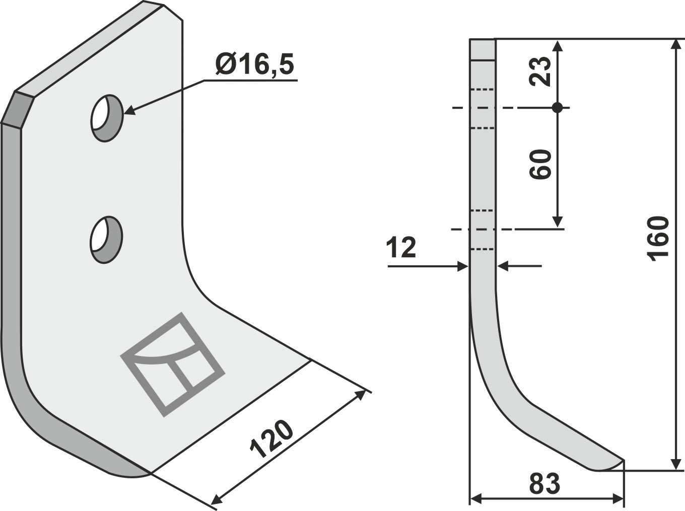 Trencher blade 160x120mm