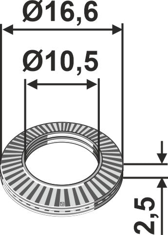 Washer Ø16,6x2,5xØ10,5