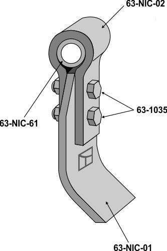 Flail assembled with holder, bush and blade