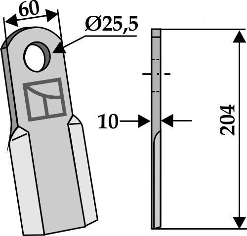 Straight blade 204x60mm