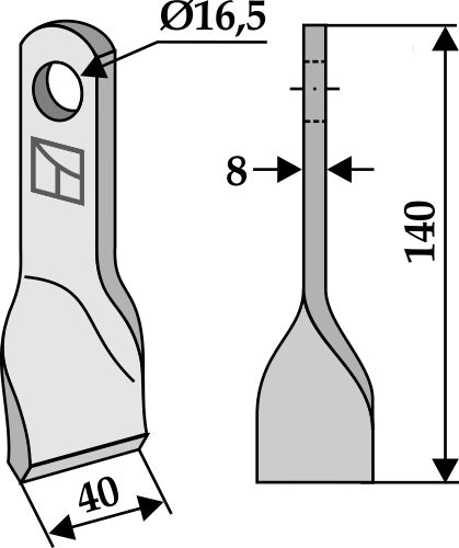 Twisted blade 140x40mm
