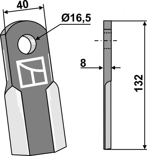 Straight blade 132x40mm