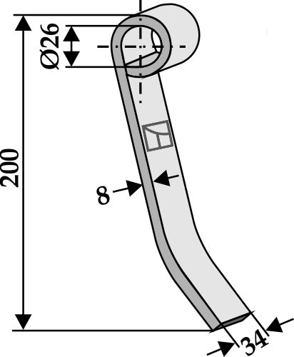 Central flail 200x34mm