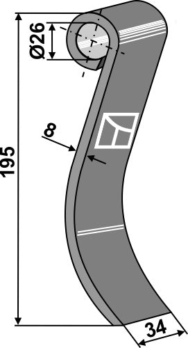 Central flail 195x34mm