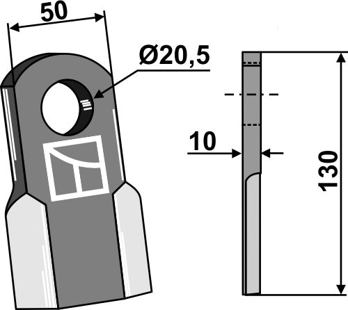 Straight blade 130x50mm