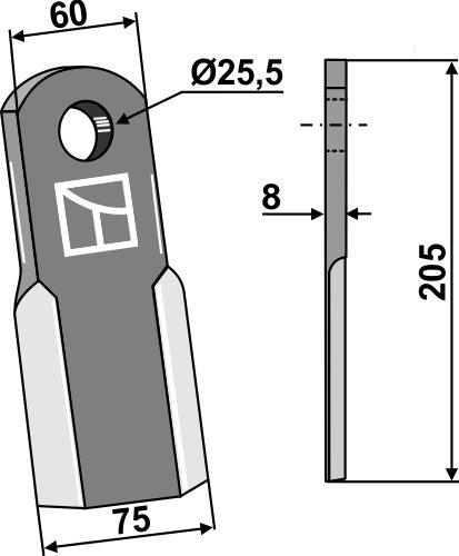 Straight blade 205x60mm