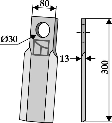 Straight blade 300x80mm