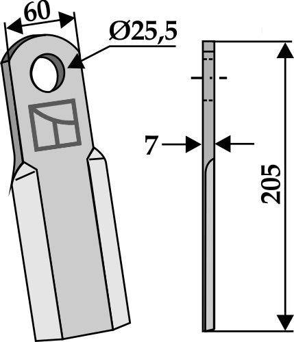 Straight blade 205x60mm