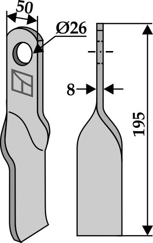 Twisted blade 195x50mm