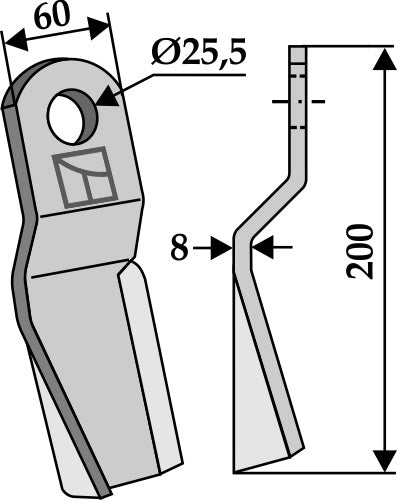 Comminution blade 200x60mm