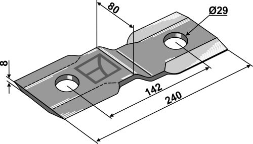 Comminution blade 240x80mm