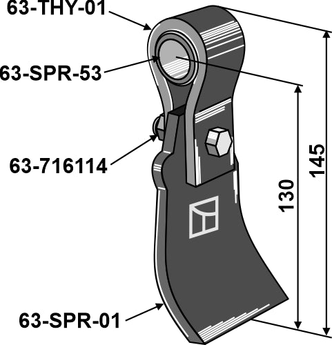 Flail assembled with holder, bush and blade