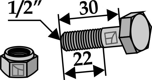 Bolt with self-locking nut - 1/2''UNF