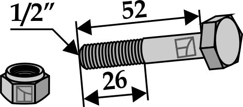 Bolt with self-locking nut - 1/2''UNF