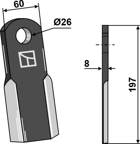 Straight blade 197x60mm