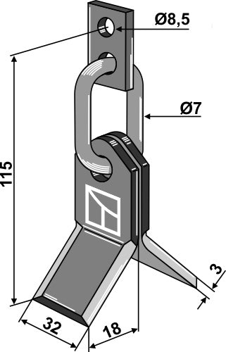 Y-blade with chain-link and holder