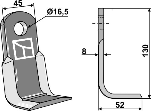 L-blade 130x45mm