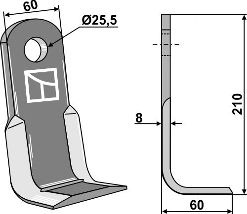L-blade 210x60mm