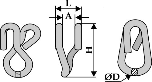 Shackle for fixing 2 blades