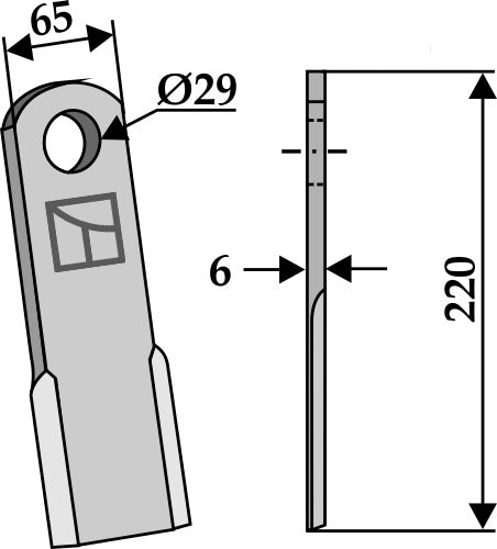Straight blade 220x65mm