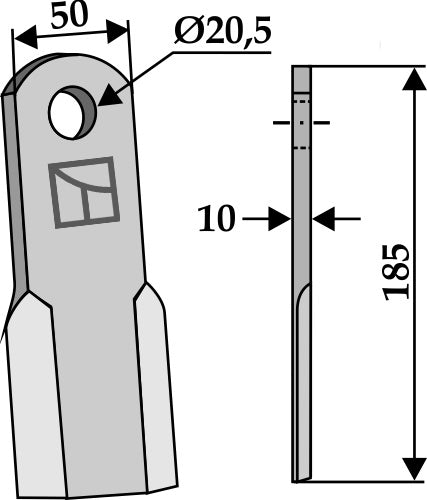 Straight blade 185x50mm