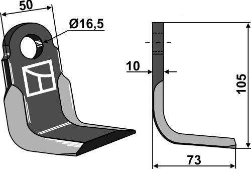 L-blade 105x50mm