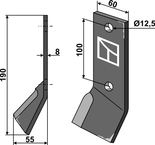 Flail 190x60mm, right