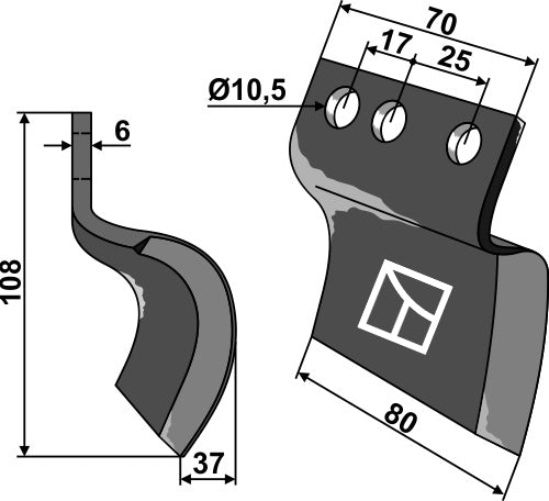 Trencher blade - right
