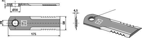 Straw chopper flail blade