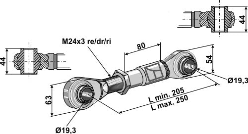 Top-links with hardened tie-rod M24x3