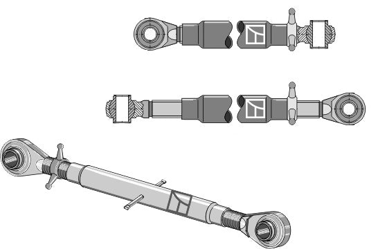 Top-links with hardened tie-rod M36x3
