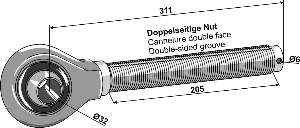 Tie-rod 1.3/4'' - left thread