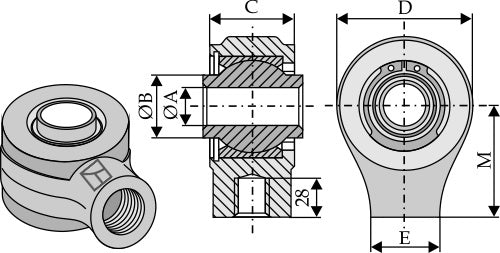 Ball joint terminals for top-links with M38 x 2 internal screw thread