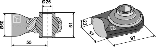 Ball joint terminals for top-links to be welded