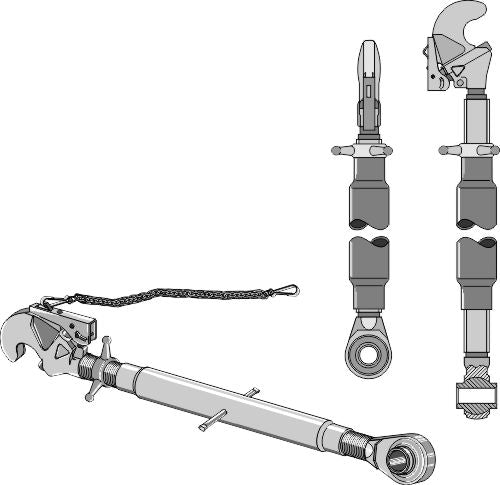 Top-links with automatic hook and tie-rod M36x3