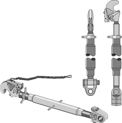 Top-links with automatic hook and swivelling tie-rod M36x3
