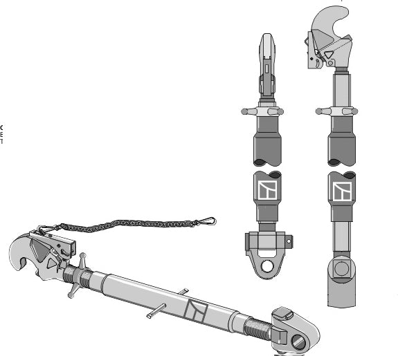 Top-links with automatic hook and swivelling tie-rod M36x3