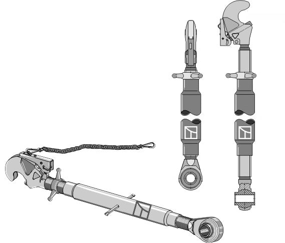 Top-links with automatic hook and tie-rod M36x3